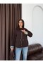Brown Velvet Polo Collar Zipper Jacket - 4