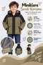 Boy's Hooded Plush Lined Water Repellent Winter Coat Yellow Khaki and Gray Color Ak4292 - 2