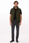 Men's relaxed fit casual stand collar hidden zipper closure hooded and snap button double pocket puffer khaki vest - 2
