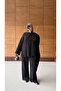 Women's Knitwear 3-Piece Set |   Knitted Patterned Tunic Pants Shawl Detailed Belted Hijab Top and Bottom Set Combination - 3