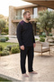 Interlock Fabric Collar Buttoned Long Sleeve Plus Size Men's Pajama Set 8587 - 4