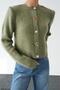 Women's Stone Button Detailed Soft Premium Cardigan