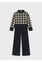 Girl's Black Knitted Pants Set - 3