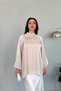 Powder Floral Detailed Pleated Chiffon Blouse