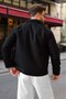 Black Zippered Lined Cashmere Men's Jacket E7207 - 2
