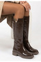 Women's Boots Brown Patent Leather Stylish Caro - 3