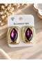 Purple Stone Gold Color Rectangular Earrings – Big, Showy, Stylish Women's Earrings