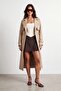 Belted long trench coat