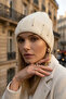 Ribbed Knit Row Pearl Detailed Women's Beanie - 2