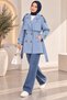 Women's Lined Belted Pocketed Double-Breasted Short Trench Coat - 3