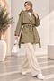 Women's Lined Belted Pocketed Double-Breasted Short Trench Coat - 5