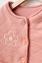Children's Embroidered Double-Layer Lined Quilted Jacket with Fiber Filling and Buttoned Cardigan Coat - 2