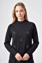204 Flowers Bead Embroidered Blouse Black - 4