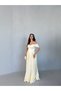 Yellow Sweetheart Neckline Off Shoulder Underwire Long Satin Evening Dress - 2