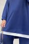 67070 Plus Size Garni Detailed Modal Pants Suit - Navy Blue - 2