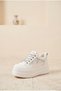 Women's Silvery Lace-Up High Platform Sole Sneaker Mesh Comfortable Walking and Daily Sports Shoes Thick Sole Sneaker Bridal Shoes - 2