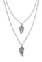 Double Silver Chain Children's Necklace with Fire and Water Figures - 2