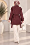 Women's Lined Belted Pocketed Double-Breasted Short Trench Coat - 3