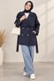 Women's Lined Belted Pocketed Double-Breasted Short Trench Coat