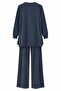 Crew Neck Pique Fabric Casual Tunic Trousers Double Set - 2