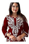 Maroon Rayon Chikankari Embroidered Kurta Pant Set - FFT8106 | Maroon-Size:2XL-44-Inches