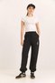 Teddy Bear Printed Two-Strap Sweatpants with Pockets and Elastic Waist, Black