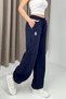 Women's Elastic Waist Draped Leg Sweatpants Navy Blue - 2