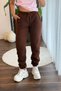Women's Elastic Waist/Cut-On Waist 3 Thread Sweatpants Brown - 2