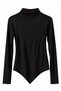 Women's Turtleneck Asymmetrical Cut Long Sleeve Blouse Black - 2