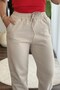 Women's Elastic Waist/Lace-Up 3-Thread Tracksuit Beige - 4