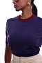 Burgundy Striped Short Sleeve Knitwear - 3