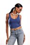 Navy Blue V-Neck Jersey Undershirt 02295 - 2