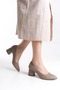 Genuine Leather Thick Galvanized Heeled Women's Shoes