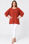 Women's Italian Style Oversized Knitwear Blouse with Bat Sleeves and Side Slits with Pocket Detail - 2