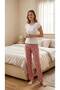 Women's Snoopy Patterned Short Sleeve Pajama Set Red Striped Patterned Comfortable Home and Sleep Pajamas - 2