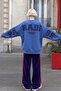Women's Oversize Sweatshirt Paradise Varsity Embossed Printed Marine – Crew Neck, 3 Thread Raising Threads - 4