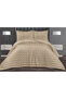 Zigzag Patterned Double Bedspread (Pique) Set 3 Pieces Beige