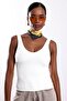 Ecru V-Neck Jersey Undershirt 02295 - 3