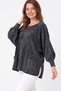 Women's Italian Style Oversized Knitwear Blouse with Bat Sleeves and Side Slits with Pocket Detail - 5