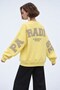 Women's Oversize Sweatshirt Paradise Varsity Embossed Printed Yellow – Crew Neck, 3 Thread Raster P