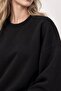Women's Oversize Sweatshirt Paradise Varsity Embossed Printed Black – Crew Neck, 3 Thread Rastering - 5