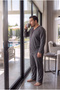 Interlock Fabric Front Buttoned Long Sleeve Plus Size Men's Pajama Set 8586 - 2