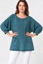 Women's Italian Style Oversized Knitwear Blouse with Bat Sleeves and Side Slits with Pocket Detail - 2