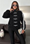Women's Zippered Chinese Button Detailed Striped Sweatshirt - 3