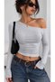 Women's Off-Shoulder Blouse Gray