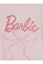 Pink Ruffled Barbie Printed Girls' Glitter T-Shirt - 4