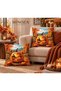 Autumn Tale Pumpkin Patterned Digital Printed Decorative Throw Pillow Cover 43X43 cm 1 Piece - 4
