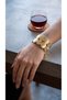 Gold Circles Women's Cuff Bracelet Gold Colored Round Disc Detailed Bracelet - 2