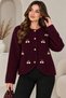 Women's Stone Embellished Buttoned Angora Soft Textured Stylish Cardigan