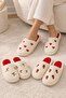 3-Piece Cherry - Strawberry - Heart Embroidered Plush Closed Toe 3 cm Sole Home Slipper Set Byndset01 - 2